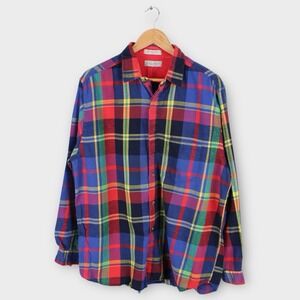 Vintage Collectif Plaid Flannel Shirt Men's XL Red Blue Yellow Long Sleeve‎